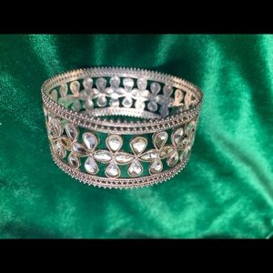 Pure silver and Kundan bracelet or bangle